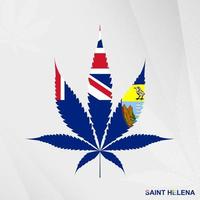 drapeau de Saint Helena dans marijuana feuille forme. le concept de légalisation cannabis dans Saint héléna. vecteur