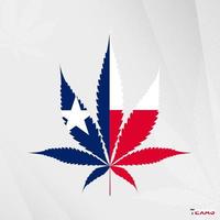 drapeau de Texas dans marijuana feuille forme. le concept de légalisation cannabis dans Texas. vecteur