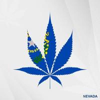 drapeau de Nevada dans marijuana feuille forme. le concept de légalisation cannabis dans Nevada. vecteur