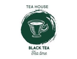 vert thé tasse, main dessiné, dessin isolé sur blanc vecteur