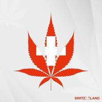 drapeau de Suisse dans marijuana feuille forme. le concept de légalisation cannabis dans Suisse. vecteur