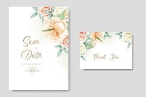 carte d'invitation de mariage avec aquarelle rose florale vecteur