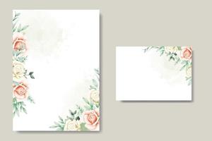 carte d'invitation de mariage avec aquarelle rose florale vecteur