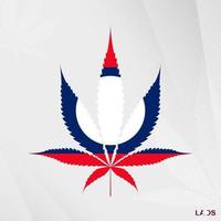 drapeau de Laos dans marijuana feuille forme. le concept de légalisation cannabis dans Laos. vecteur