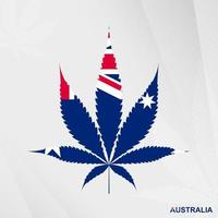 drapeau de Australie dans marijuana feuille forme. le concept de légalisation cannabis dans Australie. vecteur