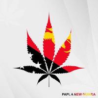 drapeau de papouasie Nouveau Guinée dans marijuana feuille forme. le concept de légalisation cannabis dans papouasie Nouveau Guinée. vecteur