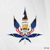 drapeau de Utah dans marijuana feuille forme. le concept de légalisation cannabis dans Utah. vecteur