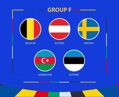 cercle drapeaux de groupe F. les participants de éligible européen Football tournoi 2024. vecteur