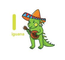 mignonne animal iguane. vecteur illustration alphabet