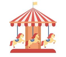 carrousel les chevaux ou manège balade dans amusement parc. vecteur plat illustration