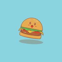 illustration vecteur grapich de mignonne Burger dessin animé icône vecteur HD