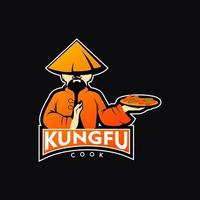 création de logo d'illustration de cuisinier kungfu vecteur