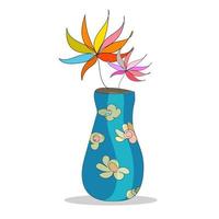 main tiré abstrait griffonnage jardin fleurs vase pour décorer disposition bannière ou graphique vecteur