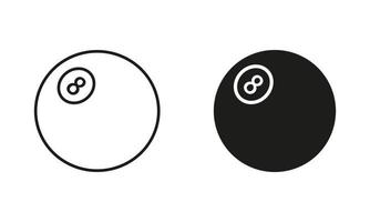 billard Balle noir silhouette et ligne icône ensemble. Balle pour jouer des sports Jeu solide et contour symbole collection sur blanc Contexte. isolé vecteur illustration.