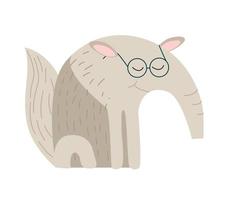 illustration de un animal fourmilier. personnage fourmilier est assis dans des lunettes vecteur