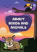 couverture pour une enfants livre. cerf et toucan. vecteur illustration avec animal et oiseau