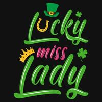 irlandais St patrick journée chanceux peu Mademoiselle mec mardi gras T-shirt conception vecteur