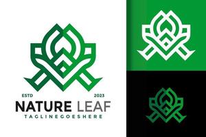 lettre une la nature feuille logo vecteur icône illustration