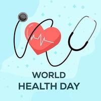 monde santé journée illustration avec cœur et stéthoscope vecteur