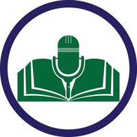 création de logo vectoriel de livre de podcast. concept de logo de podcast d'éducation.