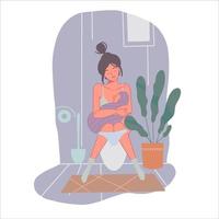 déprimé maman. fatigué Célibataire mère allaite sa bébé. concept de post-partum la dépression et des difficultés de maternité. plat vecteur illustration. isolé sur blanche.