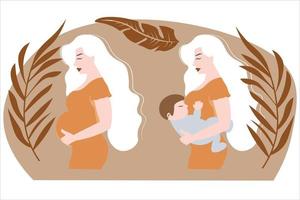 Enceinte femme et avec bébé icône vecteur, illustration vecteur