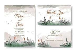 élégant la nature aquarelle mariage invitation modèle vecteur