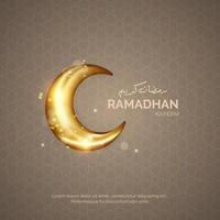 carte de voeux ramadan avec lune et texte arabe vecteur