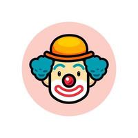 joker pitre sourire vecteur illustration mascotte avec bleu cheveux perruque, faire en haut et chapeau. rouge nez content joker tête dessin animé. bouffon marrant personnage art