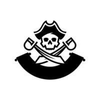 crâne de mort pirate logo avec chapeau et traversée marin épées mascotte emblème conception . squelette marin capitaine icône logo illustration mascotte. vecteur