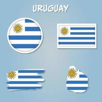 carte de Uruguay sur une bleu arrière-plan, drapeau de Uruguay sur il. vecteur