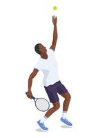 homme lancer le Balle dans le air, départ tennis servir. vecteur