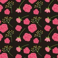 motif floral sans couture avec petites roses roses vecteur