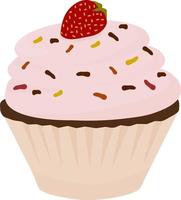 sucré petit gâteau avec crème et fraise. vecteur illustration. sucré petit gâteau avec crème et fraise. vecteur illustration.