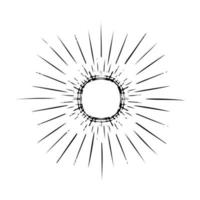 vecteur noir Soleil dans boho style. abstrait illustration de le Aube tiré par main avec une Célibataire doubler. l'ésotérisme.