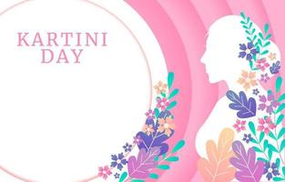 femmes silhouette avec des fleurs sur fond de jour kartini vecteur