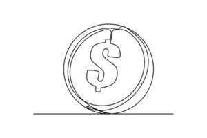 continu une ligne dessin nous dollar pièce de monnaie. pays devise concept. Célibataire ligne dessin conception graphique vecteur illustration