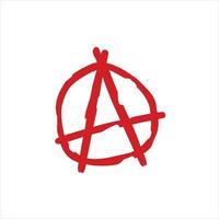 anarchie. lettre une dans le cercle. symbole de le chaos et rébellion. rouge brosse icône. vecteur