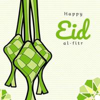 ketupat traditionnel nourriture lorsque eid mubarak islamique ornement conception vecteur