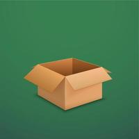 ouvert papier carton boîte sur vert Contexte. livraison et livraison emballer. entrepôt livraison cargaison emballage vecteur