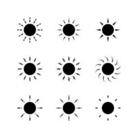 ensemble de Soleil Icônes vecteur pour logo et luminosité symbole avec glyphe ou noir solide style