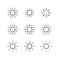 ensemble de Soleil Icônes vecteur pour logo et luminosité symbole avec ligne ou contour style