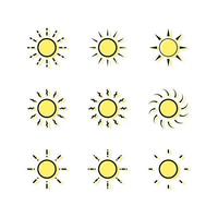 ensemble de Soleil Icônes vecteur pour logo et luminosité symbole avec contour rempli ou linéaire Couleur style