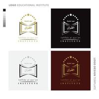 éducatif les institutions logo, école, académie logo avec étoiles de ouvert livre vecteur