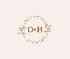 initiale ob des lettres magnifique floral féminin modifiable premade monoline logo adapté pour spa salon peau cheveux beauté boutique et cosmétique entreprise. vecteur