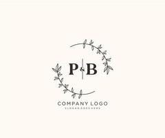 initiale pb des lettres magnifique floral féminin modifiable premade monoline logo adapté pour spa salon peau cheveux beauté boutique et cosmétique entreprise. vecteur