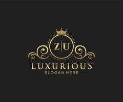 modèle initial de logo de luxe royal de lettre zu dans l'art vectoriel pour le restaurant, la royauté, la boutique, le café, l'hôtel, l'héraldique, les bijoux, la mode et d'autres illustrations vectorielles.
