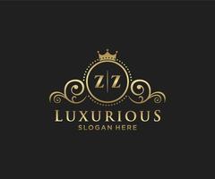 modèle initial de logo de luxe royal de lettre zz dans l'art vectoriel pour le restaurant, la royauté, la boutique, le café, l'hôtel, l'héraldique, les bijoux, la mode et d'autres illustrations vectorielles.