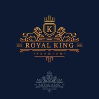 inspiration de conception de logo de luxe royal king lion vecteur