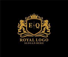 modèle initial de logo de luxe royal lion lettre eq dans l'art vectoriel pour le restaurant, la royauté, la boutique, le café, l'hôtel, l'héraldique, les bijoux, la mode et d'autres illustrations vectorielles.